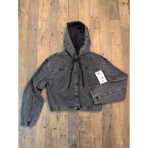 NWT YMI Acid Wash‎ Hooded Jacket Cropped Juniors Large